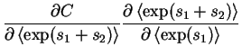 $\displaystyle \frac{\partial C}{\partial \left< \exp (s_1+s_2) \right>} \frac{\partial \left< \exp (s_1+s_2) \right>}{\partial \left< \exp (s_1) \right>}$