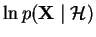 $\ln p(\mathbf{X}\mid \mathcal{H})$